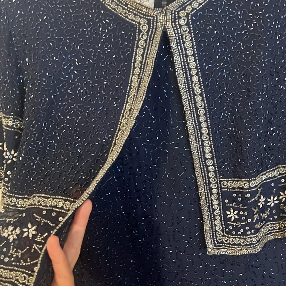 Laurence Kazar evening dress formal size XXL Sequins full length lined - Picture 8 of 14